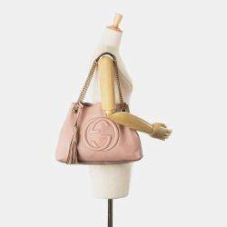 Pre Owned Gucci Pink Medium Leather Soho Chain Tote
