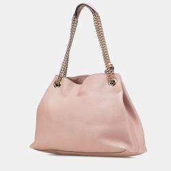 Pre Owned Gucci Pink Medium Leather Soho Chain Tote