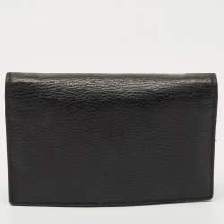 Pre Owned Gucci Black Leather Interlocking G Dollar Chain Wallet