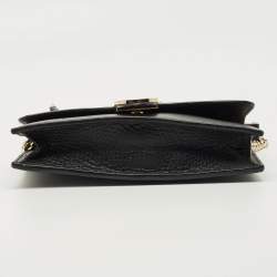 Pre Owned Gucci Black Leather Interlocking G Dollar Chain Wallet