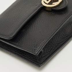 Pre Owned Gucci Black Leather Interlocking G Dollar Chain Wallet