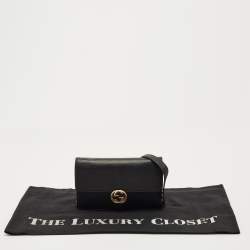 Pre Owned Gucci Black Leather Interlocking G Dollar Chain Wallet