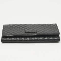 Pre Owned Gucci Black Micro Guccissima Leather Continental Wallet