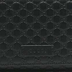 Pre Owned Gucci Black Micro Guccissima Leather Continental Wallet