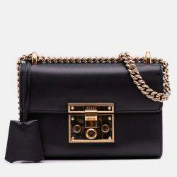 Pre Owned Gucci Black Small Leather Padlock Crossbody