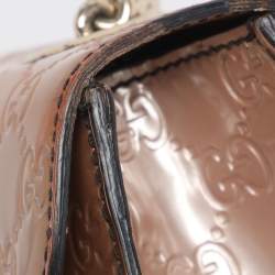 Pre Owned Gucci Beige Guccissima Patent Leather Medium Emily Chain Shoulder Bag