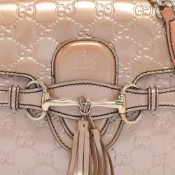 Pre Owned Gucci Beige Guccissima Patent Leather Medium Emily Chain Shoulder Bag
