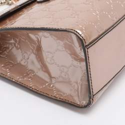 Pre Owned Gucci Beige Guccissima Patent Leather Medium Emily Chain Shoulder Bag