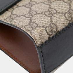 Pre Owned Gucci Beige Brown Small GG Supreme Padlock Crossbody