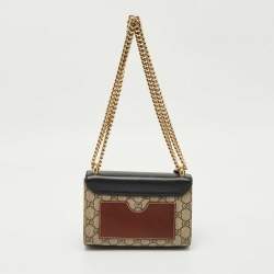 Pre Owned Gucci Tricolor GG Supreme Canvas and Leather Small Padlock Shoulder Bag