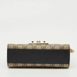 Pre Owned Gucci Tricolor GG Supreme Canvas and Leather Small Padlock Shoulder Bag