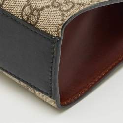 Pre Owned Gucci Tricolor GG Supreme Canvas and Leather Small Padlock Shoulder Bag