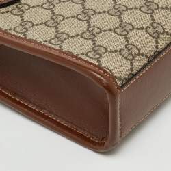 Pre Owned Gucci Beige/ Brown GG Supreme Canvas and Leather Mini Tote