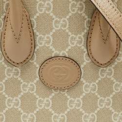 Pre Owned Gucci Beige/Off White GG Supreme Canvas and Leather Mini Tote