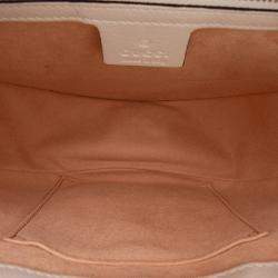 Pre Owned Gucci Beige Brown GG Supreme Saddle Padlock Crossbody