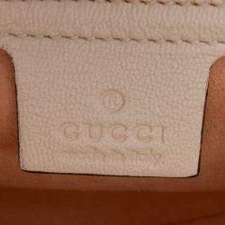 Pre Owned Gucci Beige Brown GG Supreme Saddle Padlock Crossbody