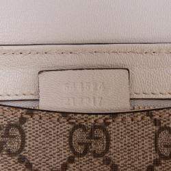 Pre Owned Gucci Beige Brown GG Supreme Saddle Padlock Crossbody