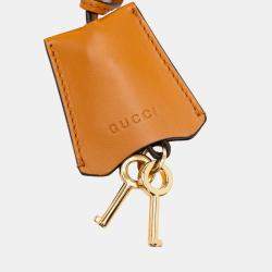 Pre Owned Gucci Beige Brown GG Supreme Saddle Padlock Crossbody