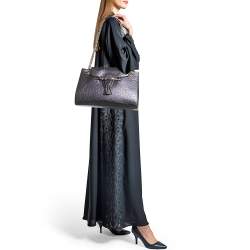 Pre Owned Gucci Metallic Purple Ostrich Large Emily Chain Shoulder Bag