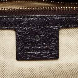 Pre Owned Gucci Metallic Purple Ostrich Large Emily Chain Shoulder Bag