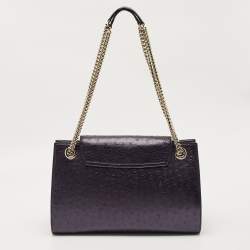 Pre Owned Gucci Metallic Purple Ostrich Large Emily Chain Shoulder Bag