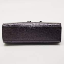 Pre Owned Gucci Metallic Purple Ostrich Large Emily Chain Shoulder Bag