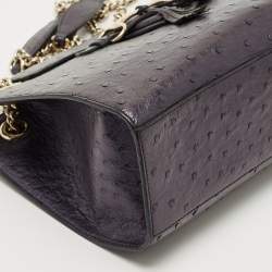 Pre Owned Gucci Metallic Purple Ostrich Large Emily Chain Shoulder Bag