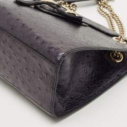Pre Owned Gucci Metallic Purple Ostrich Large Emily Chain Shoulder Bag