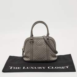 Pre Owned Gucci Grey Microguccissima Leather Mini Nice Dome Bag