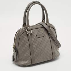 Pre Owned Gucci Grey Microguccissima Leather Mini Nice Dome Bag