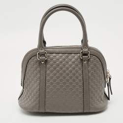 Pre Owned Gucci Grey Microguccissima Leather Mini Nice Dome Bag