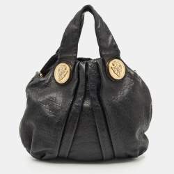 Pre Owned Gucci Black Guccissima Leather Small Hysteria Hobo