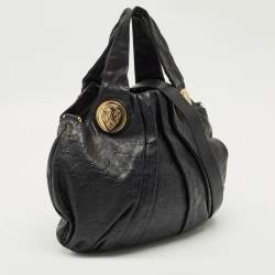 Pre Owned Gucci Black Guccissima Leather Small Hysteria Hobo