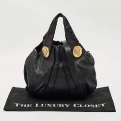 Pre Owned Gucci Black Guccissima Leather Small Hysteria Hobo