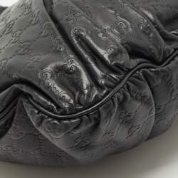 Pre Owned Gucci Black Guccissima Leather Small Hysteria Hobo