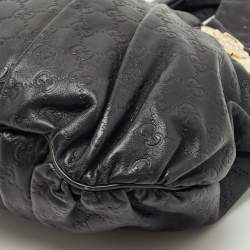 Pre Owned Gucci Black Guccissima Leather Small Hysteria Hobo