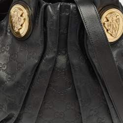 Pre Owned Gucci Black Guccissima Leather Small Hysteria Hobo