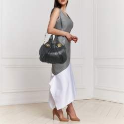 Pre Owned Gucci Black Guccissima Leather Small Hysteria Hobo