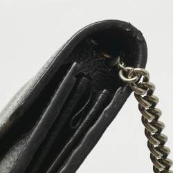 Pre Owned Gucci Black Leather Dionysus Wallet on Chain