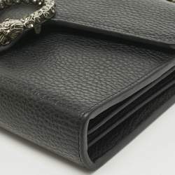 Pre Owned Gucci Black Leather Dionysus Wallet on Chain