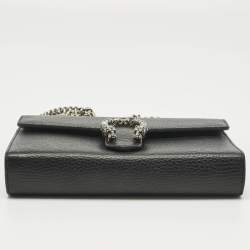 Pre Owned Gucci Black Leather Dionysus Wallet on Chain