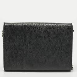 Pre Owned Gucci Black Leather Dionysus Wallet on Chain