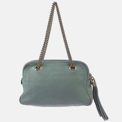 Pre Owned Gucci Soho Light Blue Leather Shoulder Bag