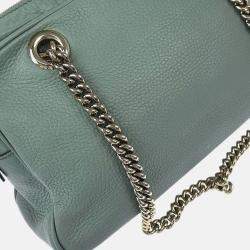 Pre Owned Gucci Soho Light Blue Leather Shoulder Bag