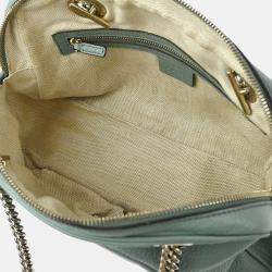 Pre Owned Gucci Soho Light Blue Leather Shoulder Bag