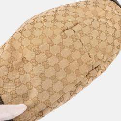Pre Owned Gucci GG Beige Canvas and Leather Handbag