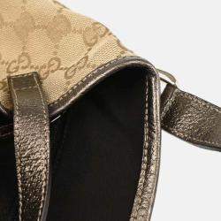Pre Owned Gucci GG Beige Canvas and Leather Handbag