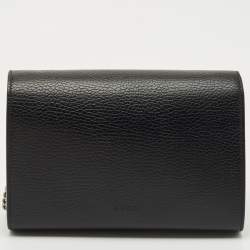 Pre Owned Gucci Black Leather Mini Dionysus Crystals Wallet on Chain
