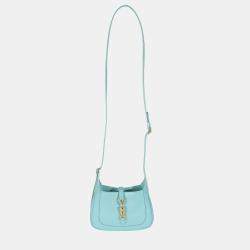 Pre Owned Gucci Dusty Azure Boarded Dyana Lux Calfskin Mini Jackie 1961 Hobo