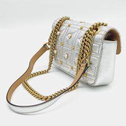 Pre Owned Gucci Metallic Leather Matrasse Mini Shoulder Bag